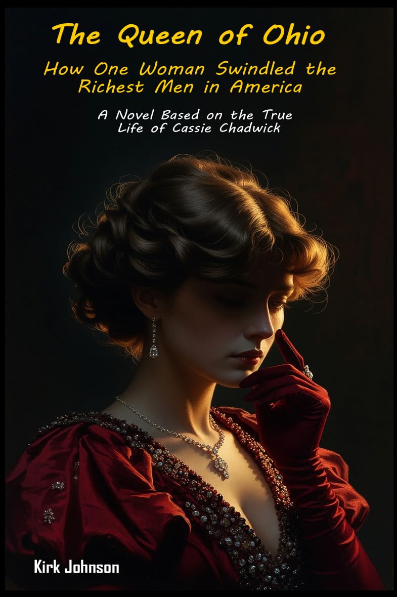 The Queen of Ohio book cover — a woman in a red gown against a dark background
